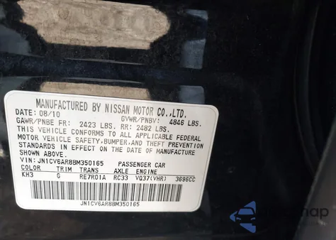 2011 Infiniti G37 z USA, uszkodzony, nr VIN JN1CV6AR8BM350165